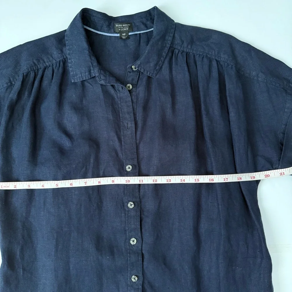 J.Crew Relaxed Linen Shirt Dress Navy Medium Petite - Picture 6 of 8
